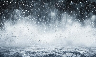 A dramatic scene depicting heavy rain and splashing water.