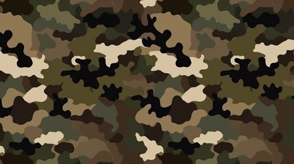 Military camouflage background with classic green, brown, and black tones in a seamless pattern suitable for print and digital use
