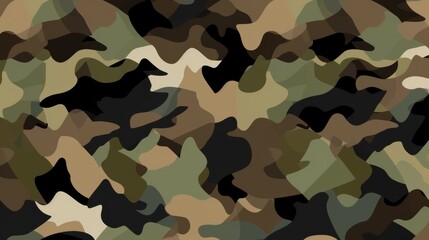 Fototapeta premium Military camouflage background with classic green, brown, and black tones in a seamless pattern suitable for print and digital use