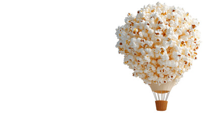 Creative popcorn hot air balloon concept. transparent background