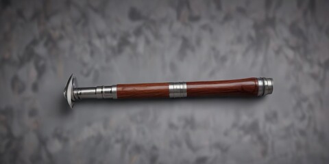 Naklejka premium Isolated wine key with rosewood handle and stainless steel spiral, wine professional, wooden grip