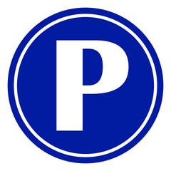 illustration of parking sign on blue background circle board