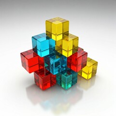Fototapeta premium colorful glass cubes stacked on a white background