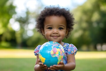 Child Holding a Globe.