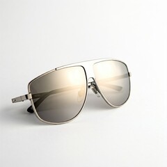 silver sunglasses on white background isolated close up
