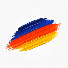 abstract paint brush stroke background with blue orange and yellow colors on white background