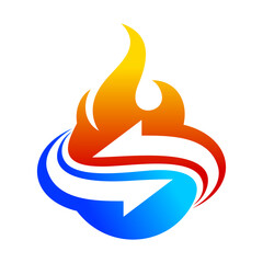 Fire Water Vector Logo Design Template