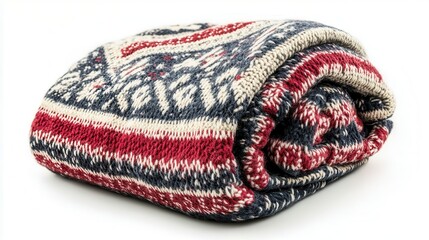 Cozy Rolled Knit Blanket with Fair Isle Pattern: Warm Winter Textile