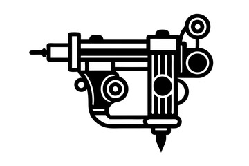 Tattoo machine black and white vector illustration