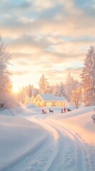 Obraz premium Magical Winter Wonderland at Sunset