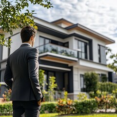 Real Estate Agent Guiding Clients Through a Beautiful Home Tour