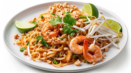 Delicious Pad Thai Noodles with Shrimp and Fresh Herbs

