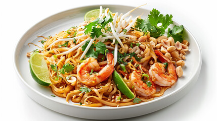 Delicious Pad Thai Noodles with Shrimp and Fresh Herbs


