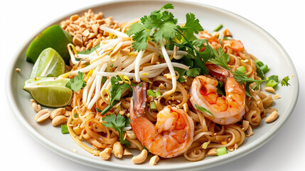 Delicious Pad Thai Noodles with Shrimp and Fresh Herbs


