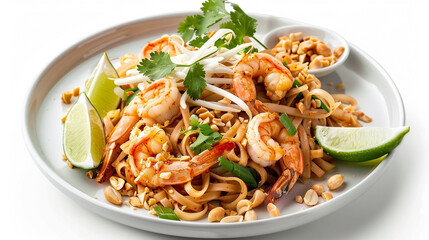 Delicious Pad Thai Noodles with Shrimp and Fresh Herbs

