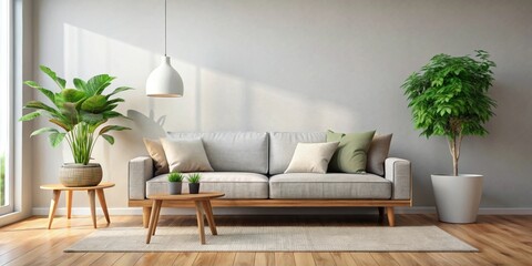 Modern living room with a stylish sofa and a cozy house plant, modern, living room, sofa, house plant, interior, contemporary