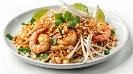 Delicious Pad Thai Noodles with Shrimp and Fresh Herbs

