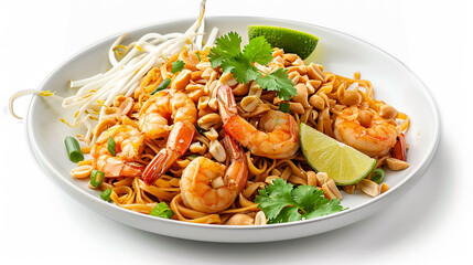 Delicious Pad Thai Noodles with Shrimp and Fresh Herbs

