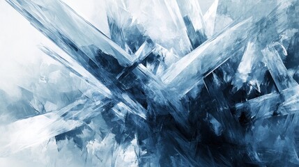Obraz premium An abstract piece with sharp, angular shapes and icy textures, evoking the feeling of being frozen.