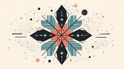 Geometric Abstract Artwork Featuring Symmetrical Shapes and Soft Color Gradients