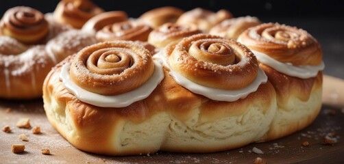 Soft and fluffy cinnamon bun topped with a crunchy sugar topping , food, soft, crunch