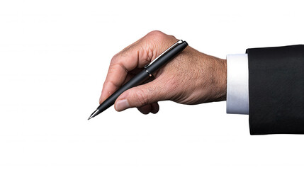 Formal Writing Session: Close-up of Hand Holding Watch Pen on Dark Background with Light-Colored Paper