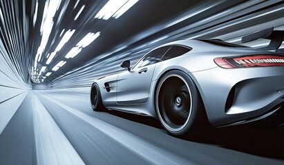 Fototapeta premium Blurred background enhances the sense of speed in automotive photography.