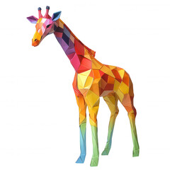 Obraz premium Colorful Geometric Giraffe Mosaic Art Style Illustration.