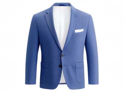 Formal Business Suit Mannequin with Classic Cut Light Blue Blazer White Dress Pants.