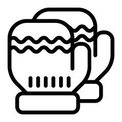Christmas Gloves Line Icon