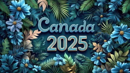 Vibrant Canada Floral Design with "CANADA" Text and Countdown Timestamp