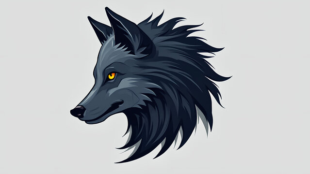 A majestic wolf's head or full-body silhouette incorporated into a modern abstract logo design