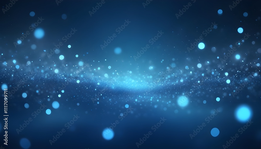 Leinwandbilder a dreamy abstract background featuring blue glowing particles and soft bokeh effects, creating a ser