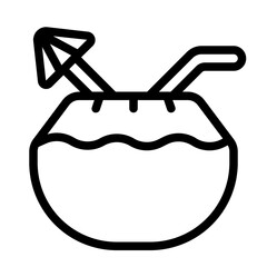 Coconut Drink Line Icon