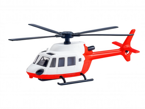 Red Remote Control Helicopter #21 With Vertical Takeoff Capability And Single Seat Pilot In Dark Background
