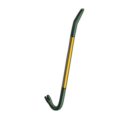 Realistic crowbar with yellow handle in the middle
