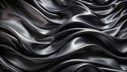 Obraz premium soft black waves background with dark silk crumples and elegant minimalistic satin ripples , elegant, render, backdrop, waves