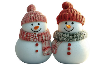 Ceramic Snowmen with Holiday Hats and Scarves for Christmas Decor
