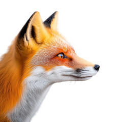 Obraz premium Detailed Realistic Fox Illustration with Vibrant Orange and Red Hues in Black Background
