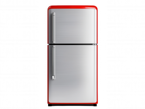 Modern Stainless Steel Refrigerator-Freezer Combo in Plain Black Background for Sale