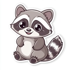 Cute cartoon raccoon sticker.