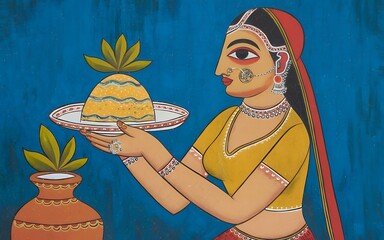 Acrylic wall painting illustration image.