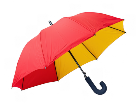 Striking Red Umbrella Defying Gravity with Dark Background. - Powered by Adobe