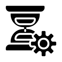 Hourglass with Gears Solid Icon