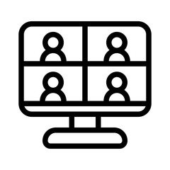 Meeting Online Line Icon
