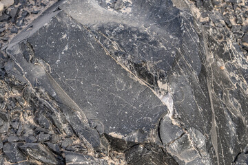 Obsidian Butte on the south shore of the Salton Sea. Calipatria, Imperial County, California. The Salton Buttes lie within the Salton Sea Geothermal Field. Rhyolite. dry lake bed.