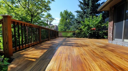 Obraz premium Bright and Sunny Outdoor Deck Ready for Refinishing Project