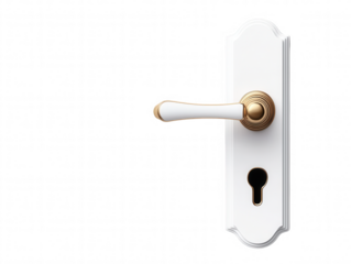 Golden Door Handle with Brass Keys in Motion, Minimalist Focus on Detail