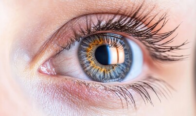 Fototapeta premium A close-up of a beautiful human eye showcasing vibrant colors and intricate patterns in the iris.