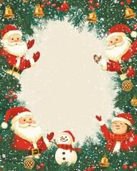 A charming Christmas card design with a blank space at the center for a personalized message.